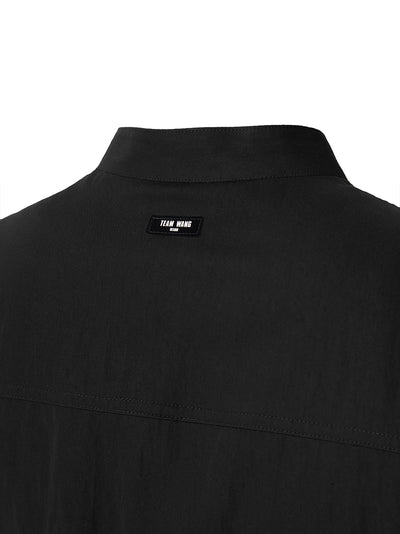 Casual Banded Collar Shirt Black