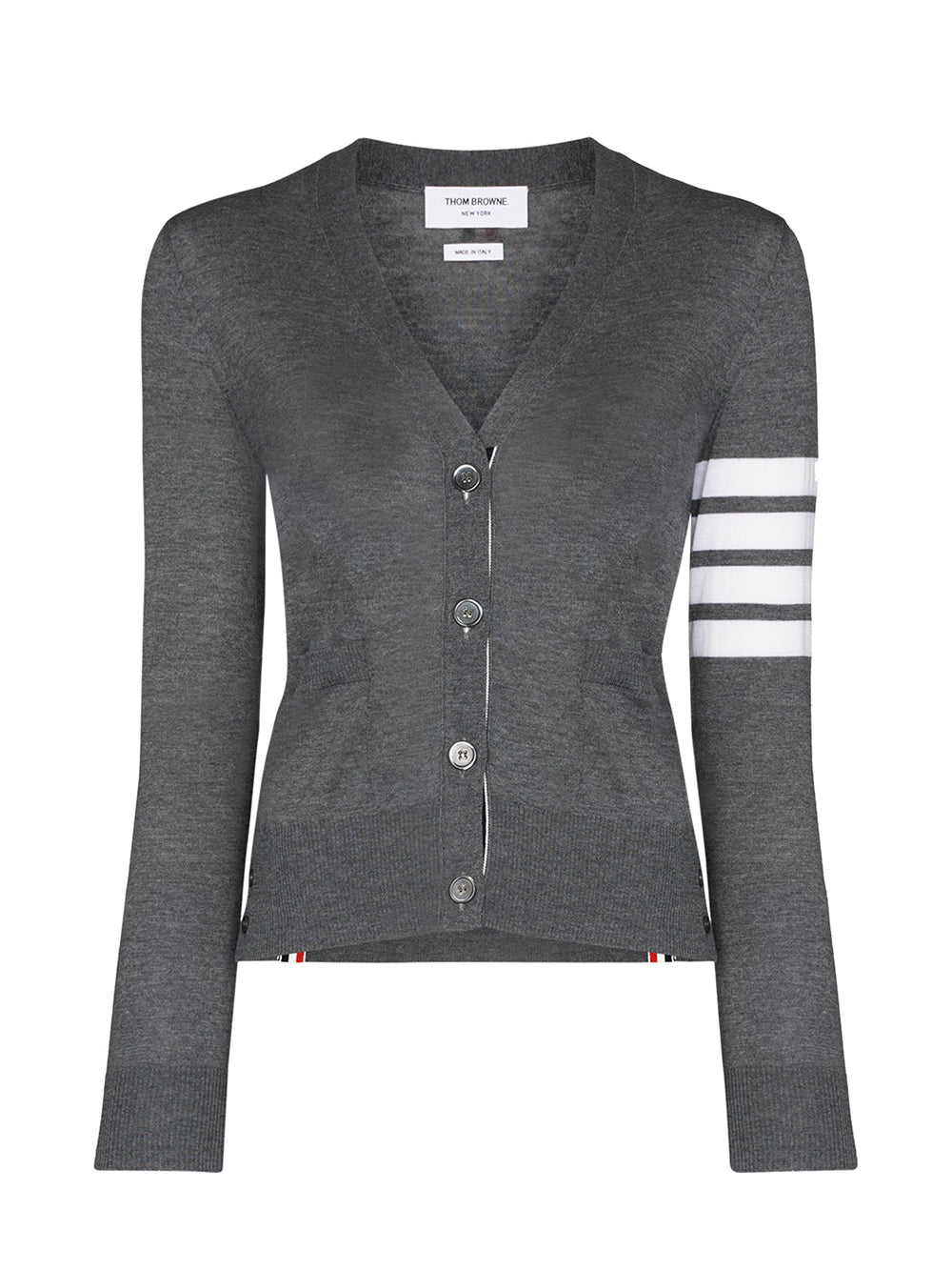 4-Bar V-Neck Cardigan (Medium Grey)