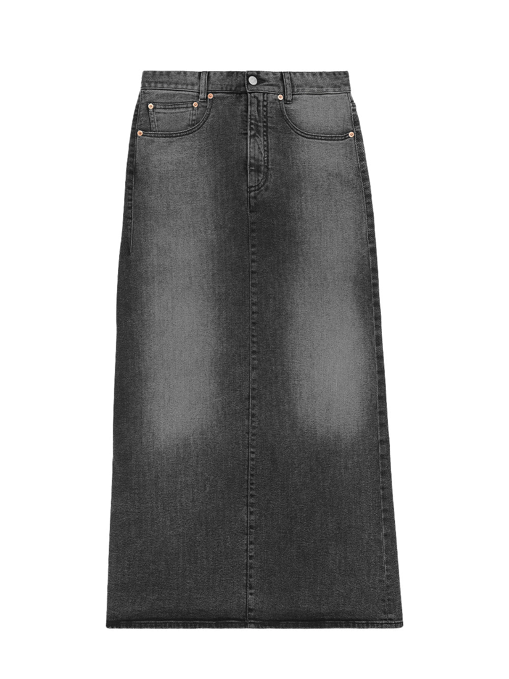 5-Pocket Denim Long Skirt (Grey)