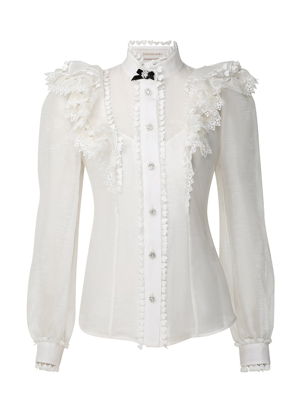 Crush Heart Embellished Blouse Cream