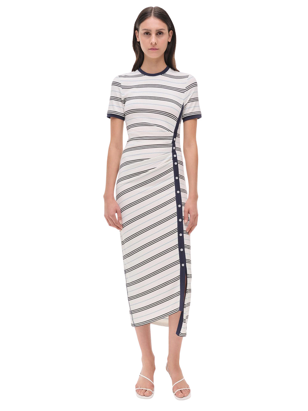Shanna Short Sleeve Midi Dress (White Multi)