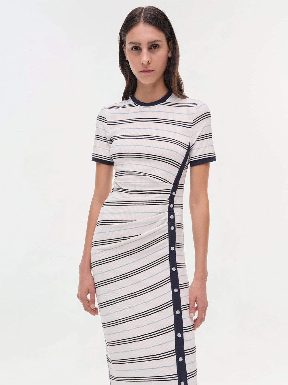 Shanna Short Sleeve Midi Dress (White Multi)