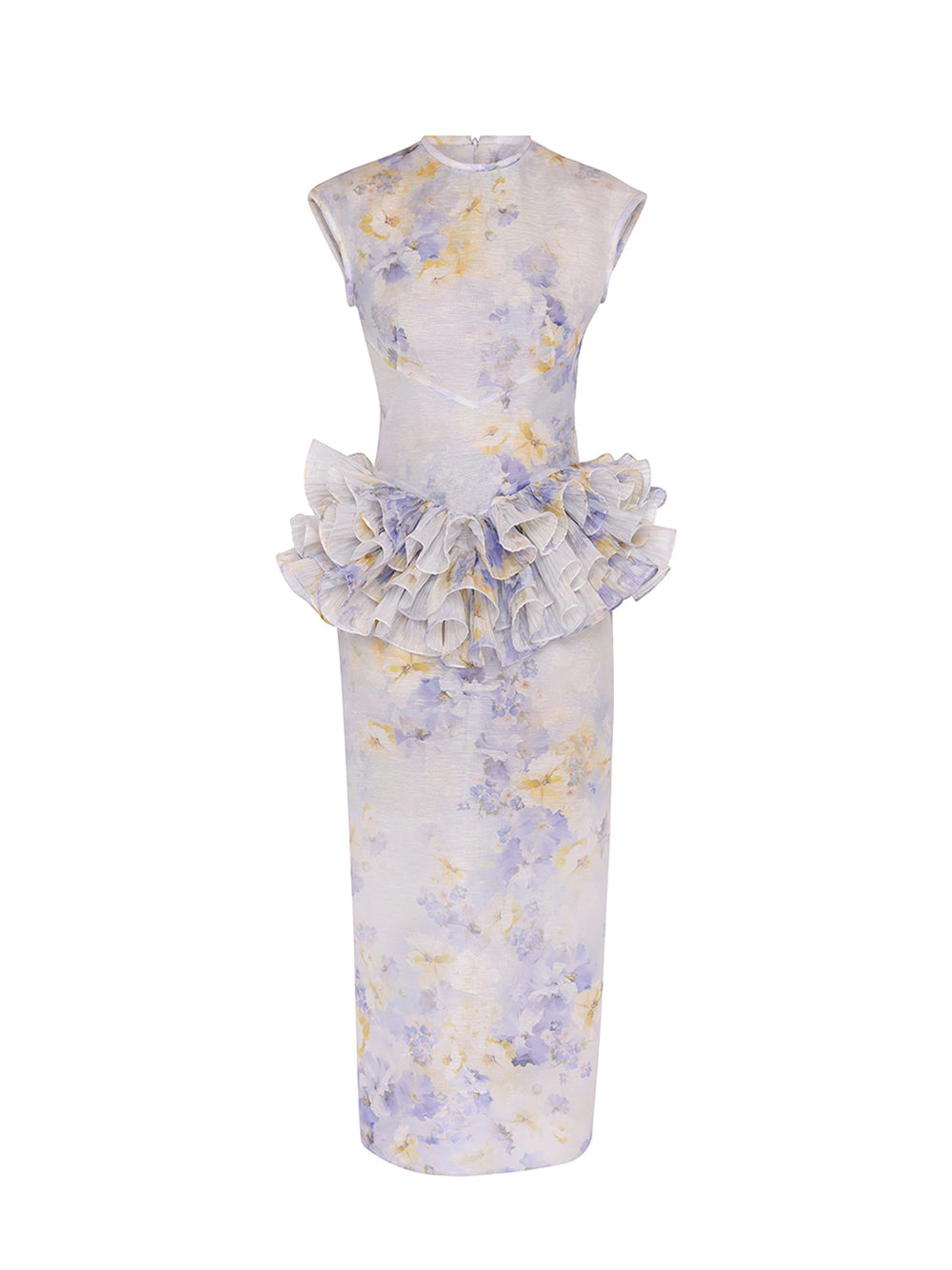 Crush Frill Midi Dress Lilac Floral