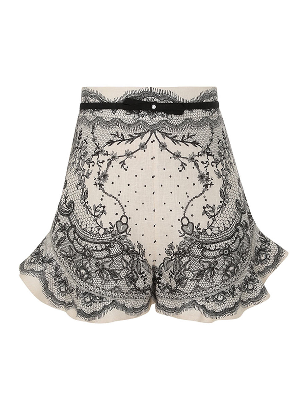 Crush Flat Front Frill Short (Ivory Locket)