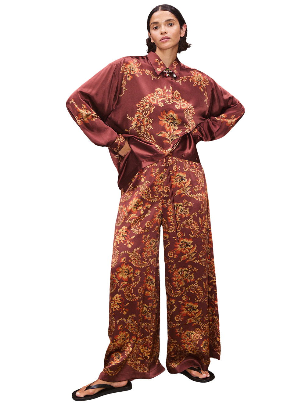 Seraphina Silk Shirt Burgundy