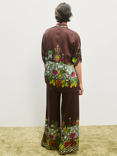 Fredo Silk Shirt Chocolate
