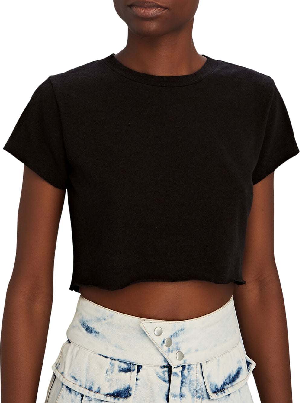 60s Slim Cropped Tee (Black)