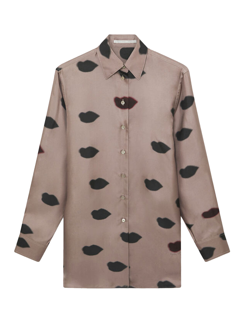 Lips Print Boyfriend Shirt Light Taupe