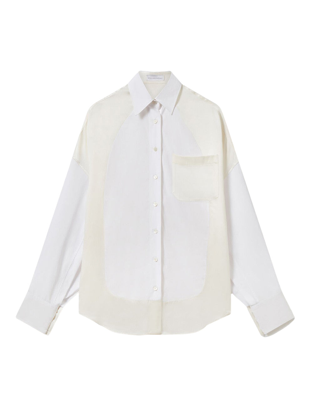 Satin Panelled Oversized Shirt Milky White