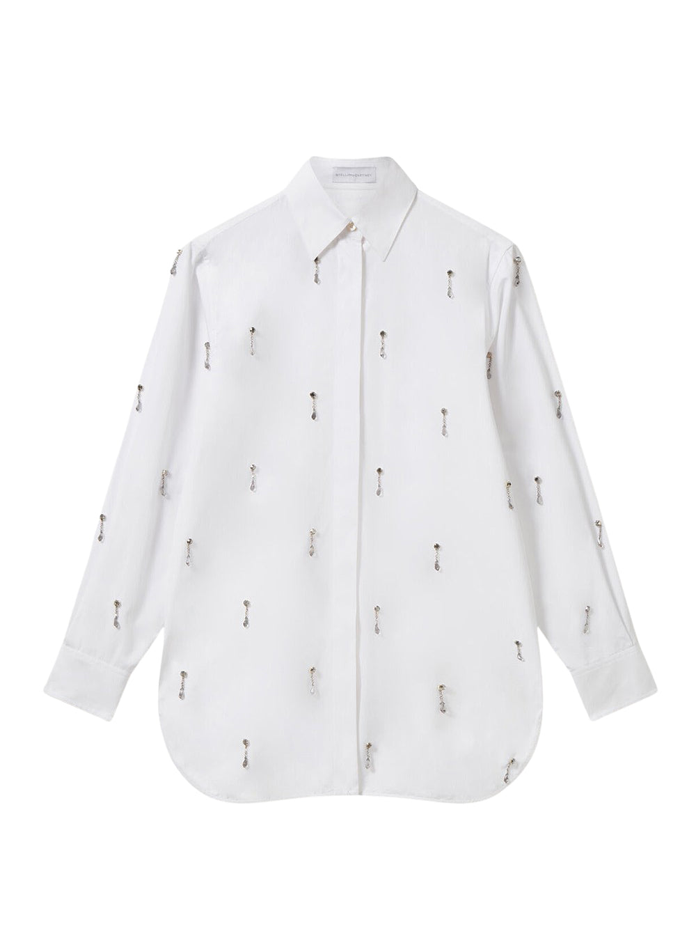 Lead-Free Crystal Embellished Oxford Shirt Pure White