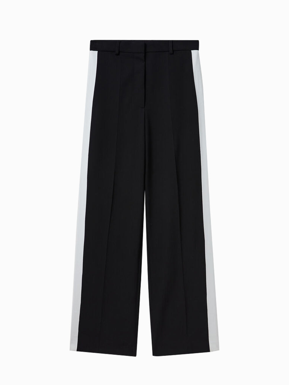 Low-Rise Stripe Straight-Leg Trousers Black