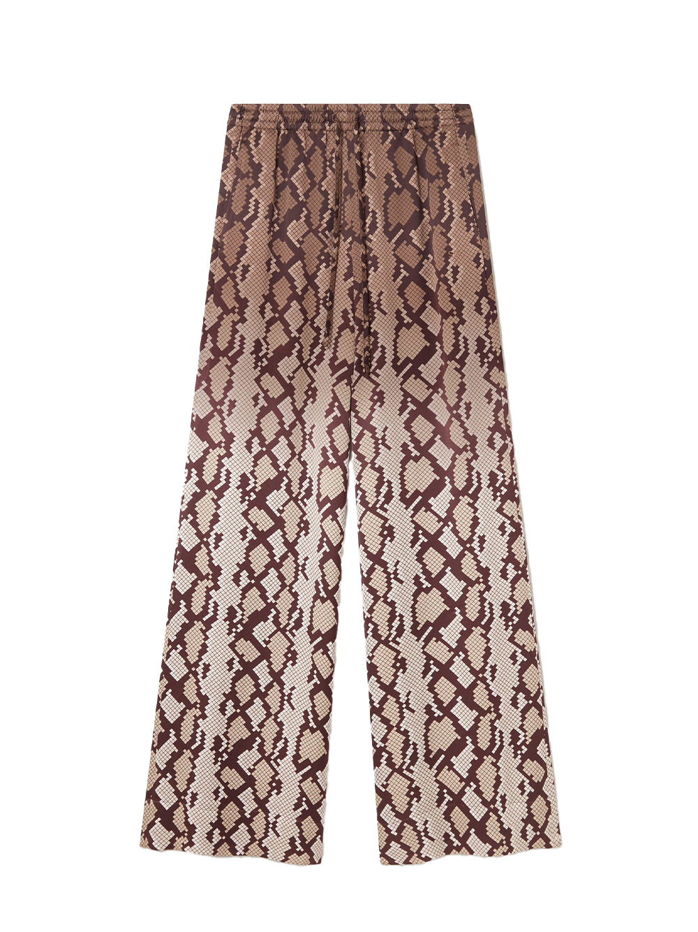 Snake Print Oversized Drawtstring Trousers Natural