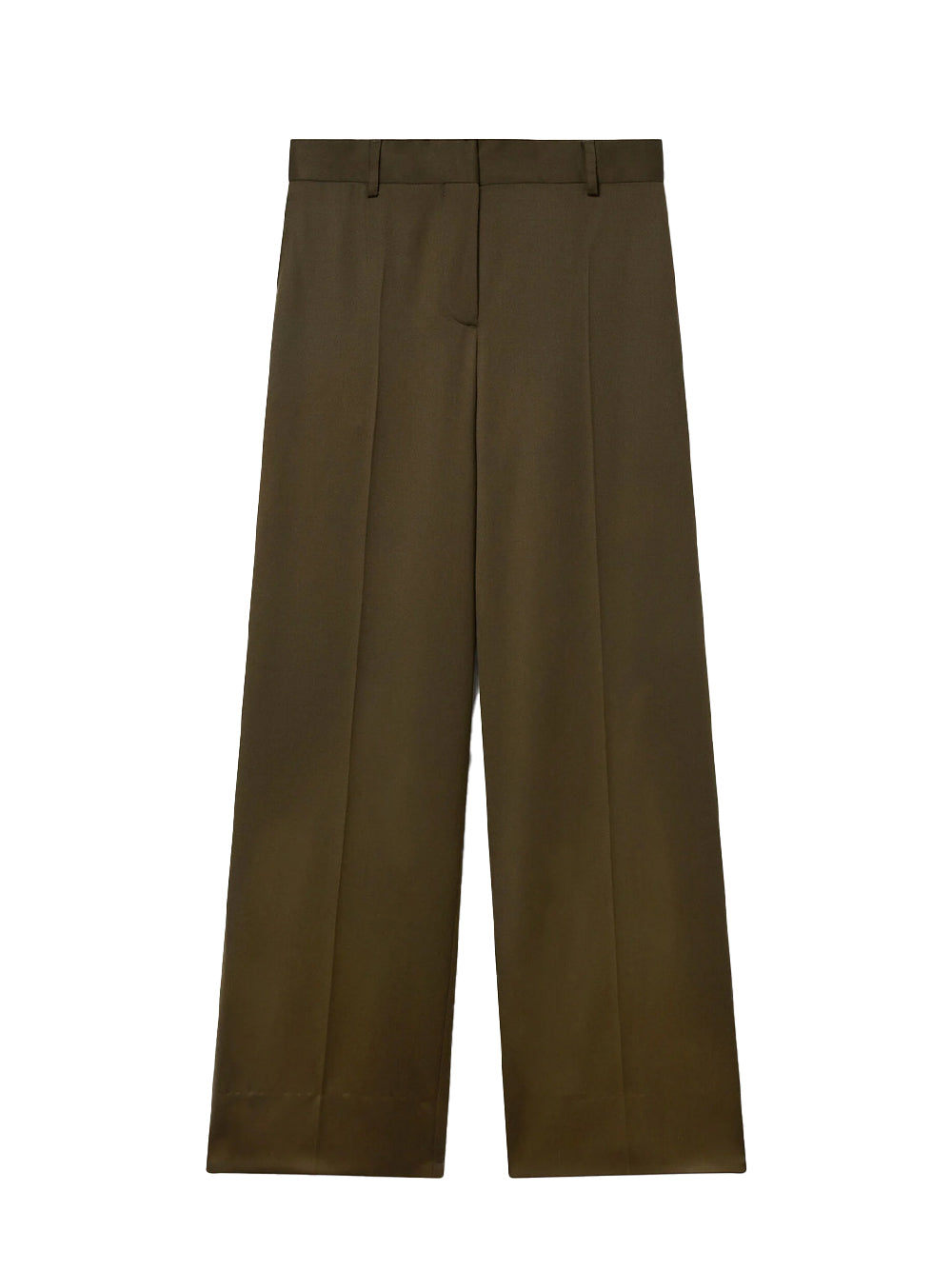 Pleated Straight-Leg Trousers Khaki