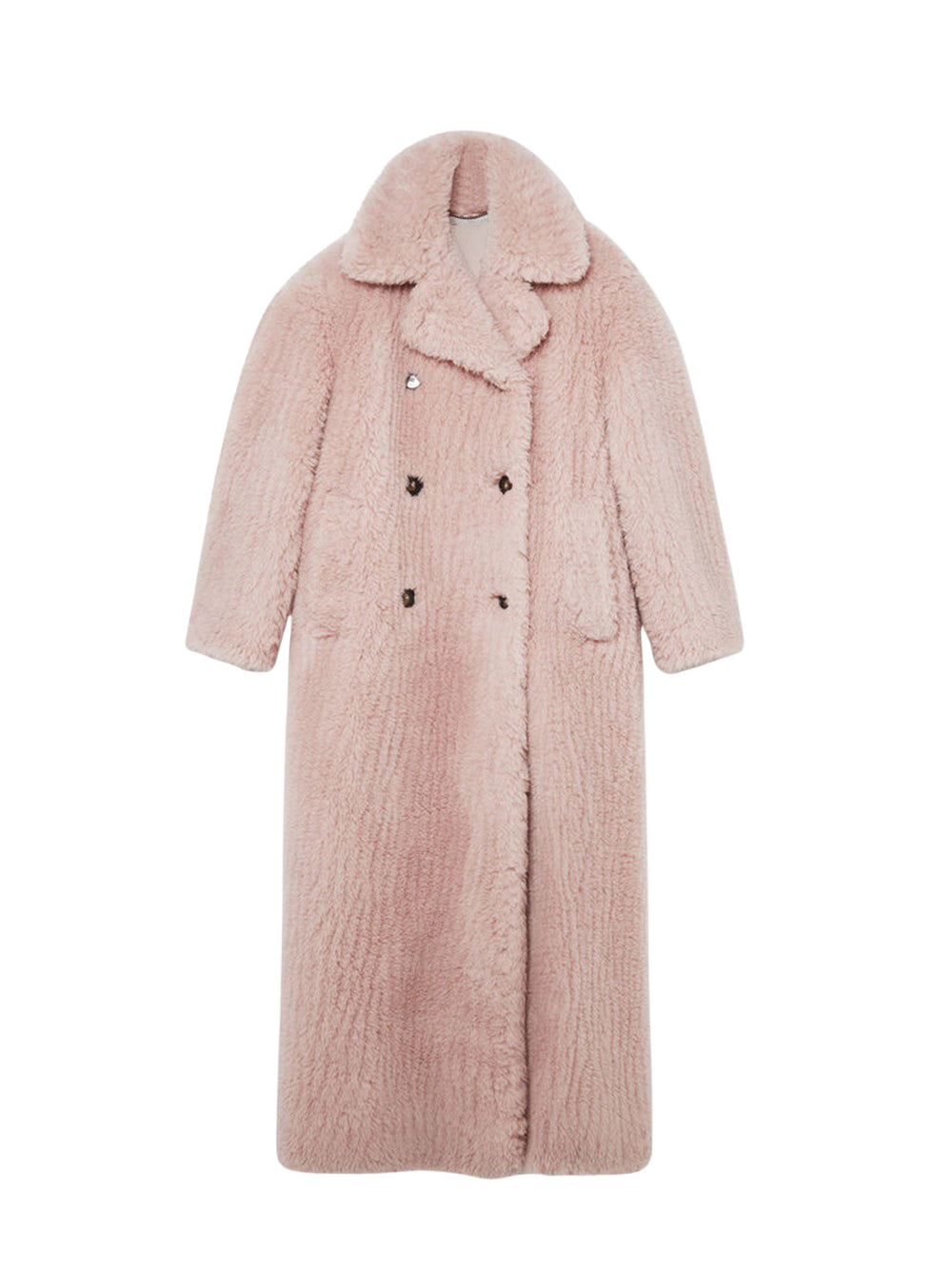 Teddy Wool Long Coat Dusty Pink