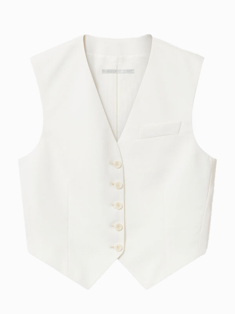 Cropped Tailored Wool Waistcoat Cream