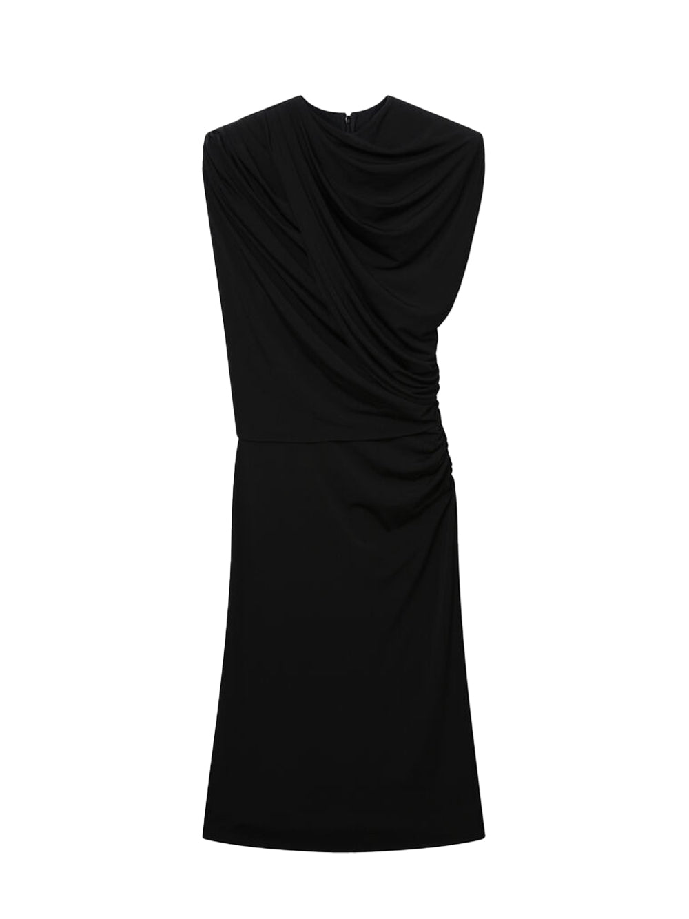 Wrap-Over Midi Dress Black