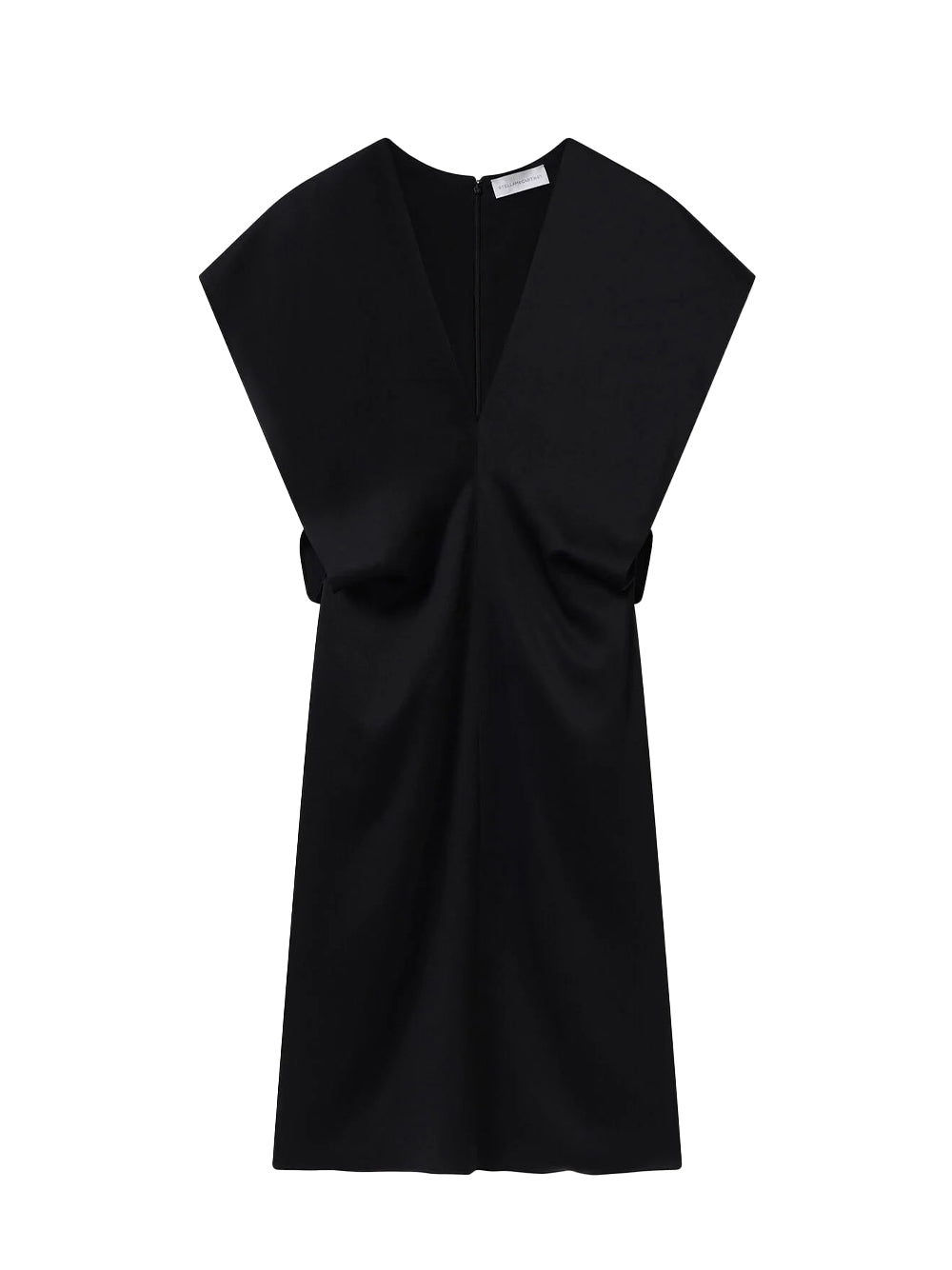 Deep V Cap Sleeved Midi Dress Black