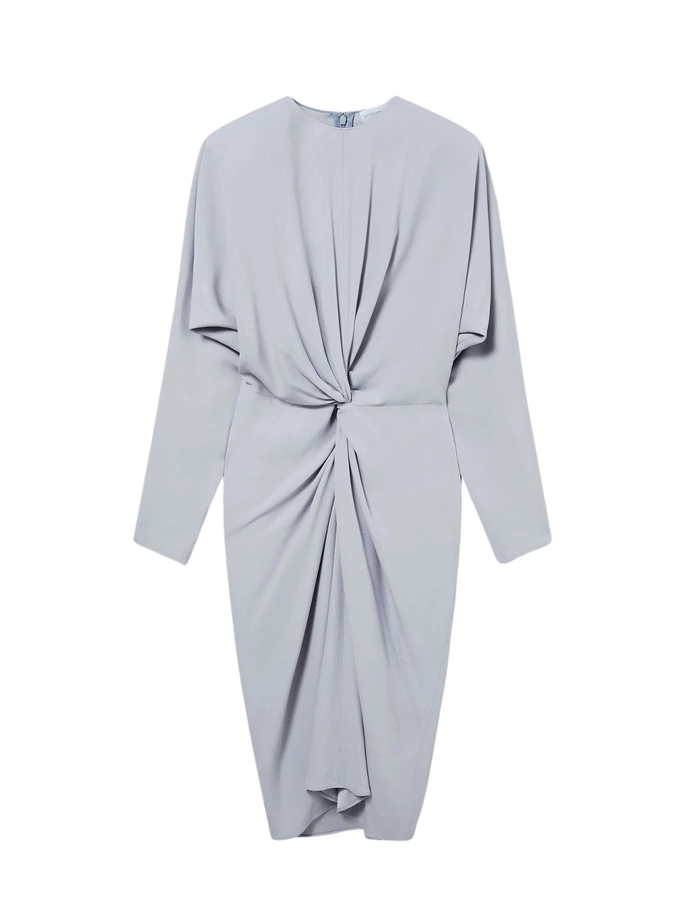 Twist-Front Long-Sleeved Midi Dress Pearl Blue