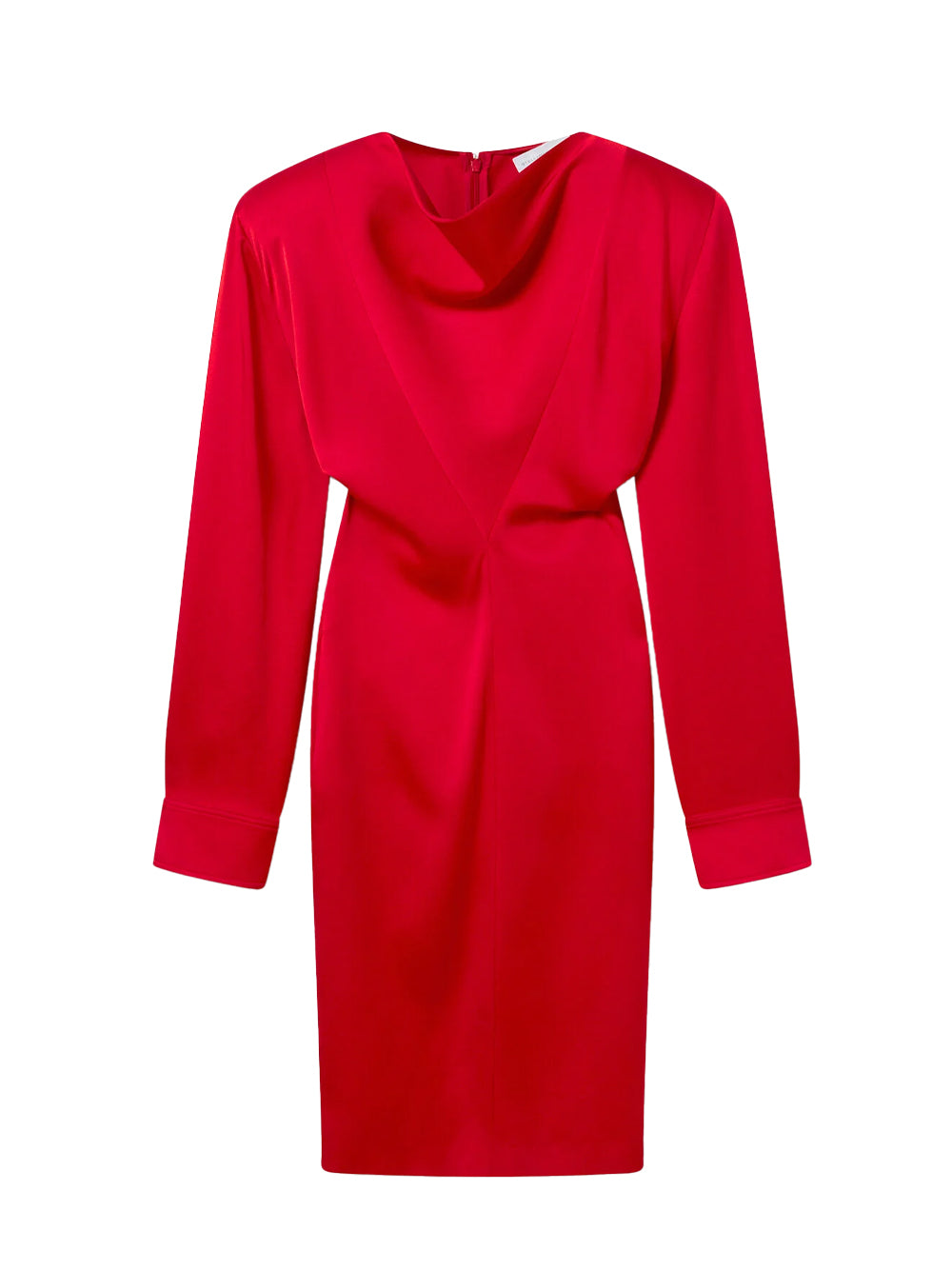 Cowl Neck Long-Sleeve Midi Dress Lipstick Red