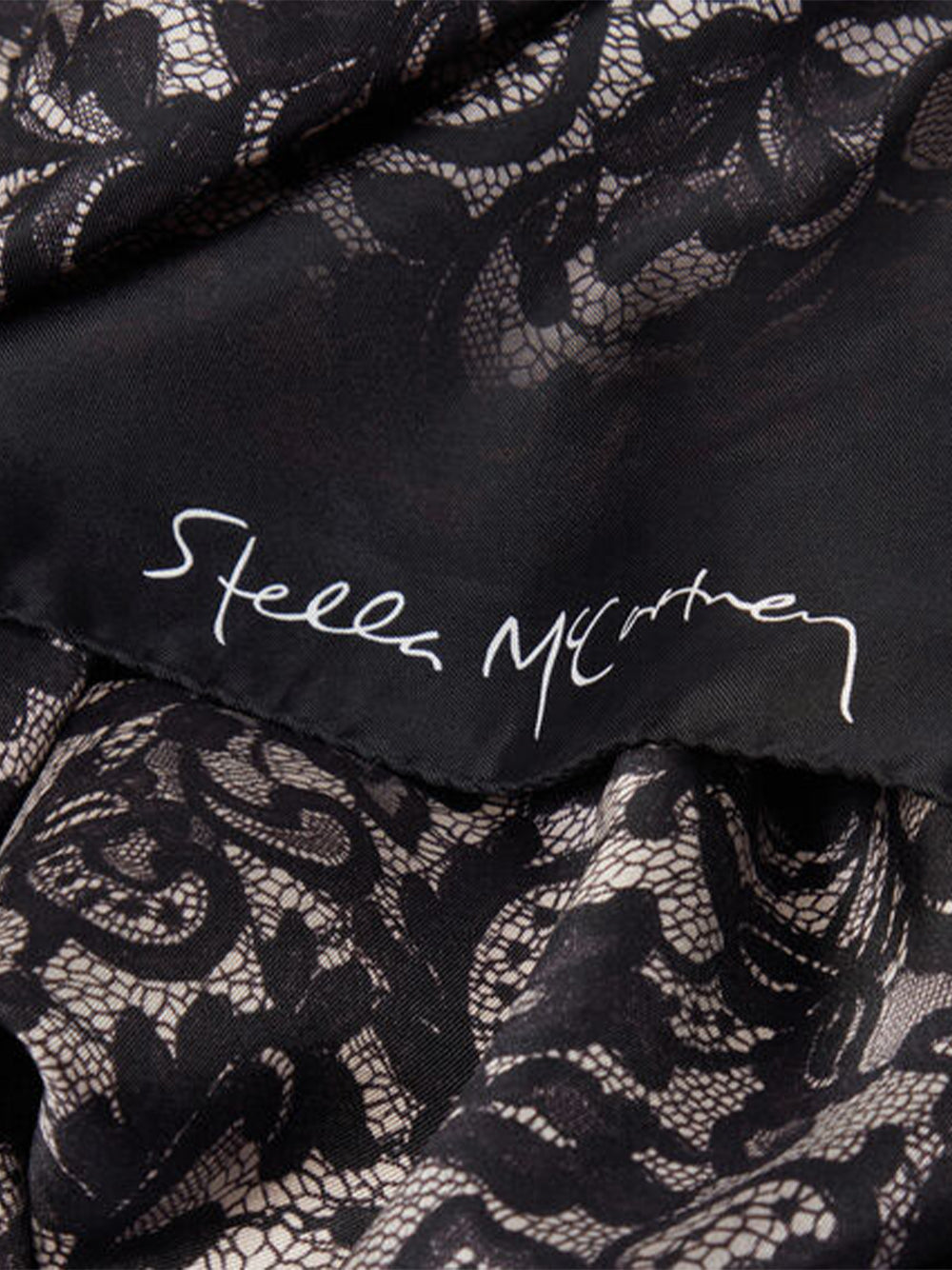 Lace Print Square Scarf Black