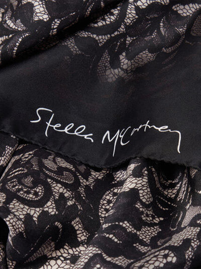 Lace Print Square Scarf Black