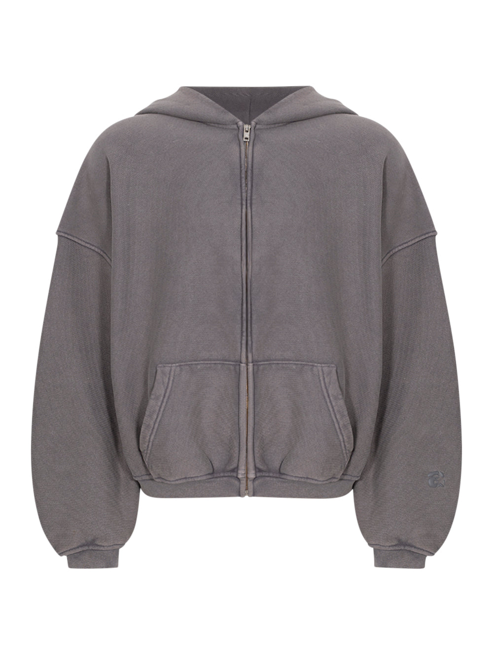 Zip Up Hoodie With Matte Star A Puff Logo Washed Graphite