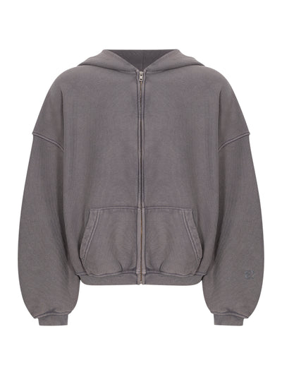 Zip Up Hoodie With Matte Star A Puff Logo Washed Graphite