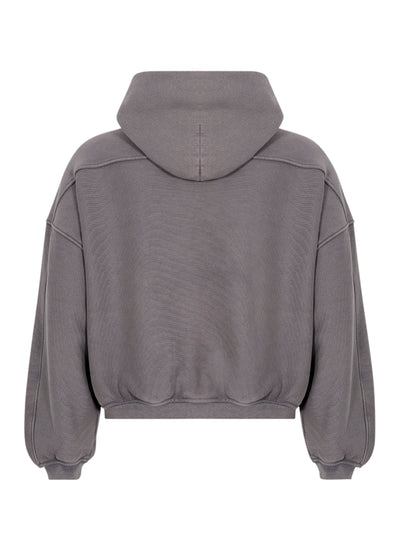 Zip Up Hoodie With Matte Star A Puff Logo Washed Graphite