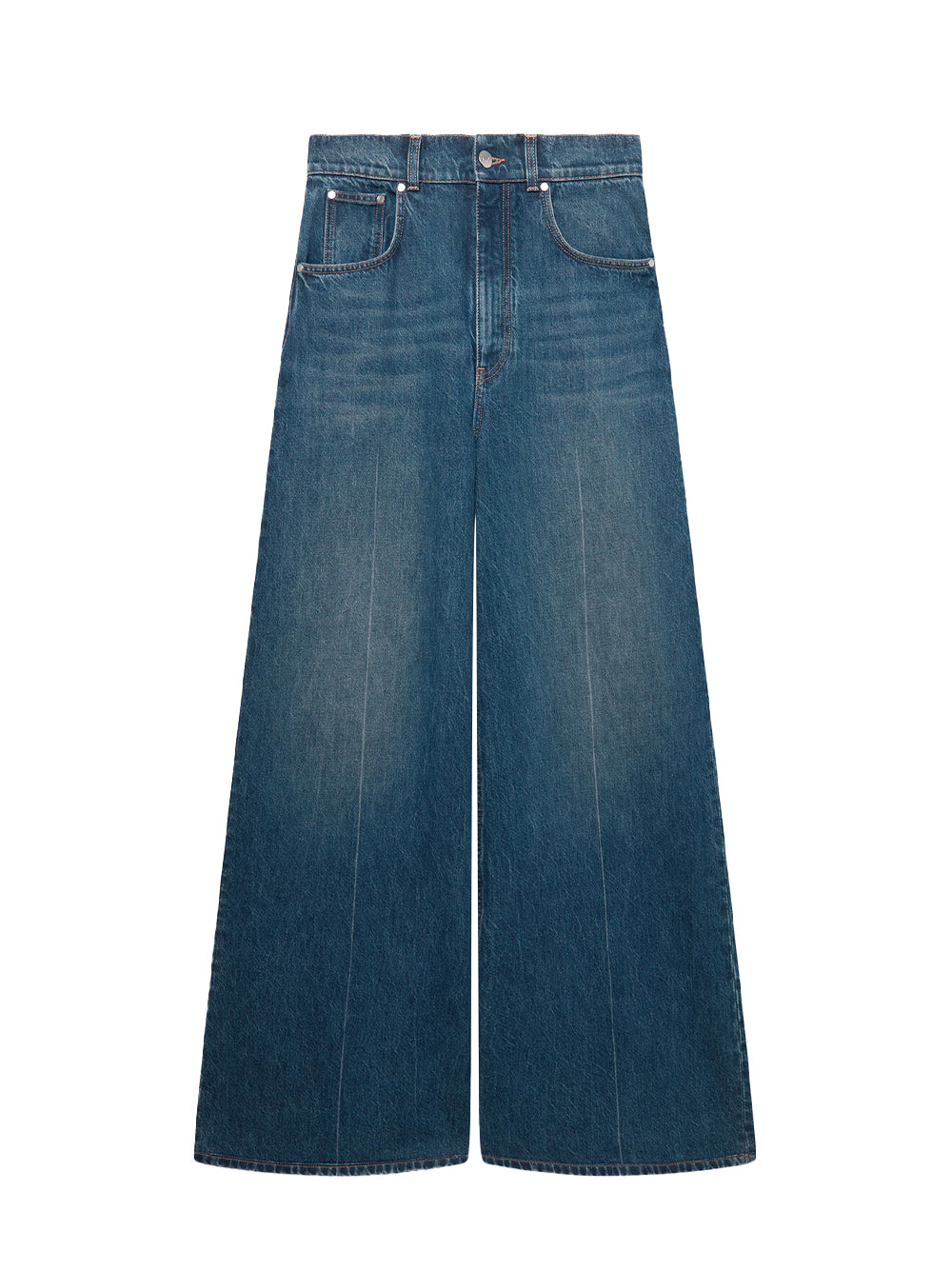 High-Rise Straight Leg Denim Jeans Dark Blue