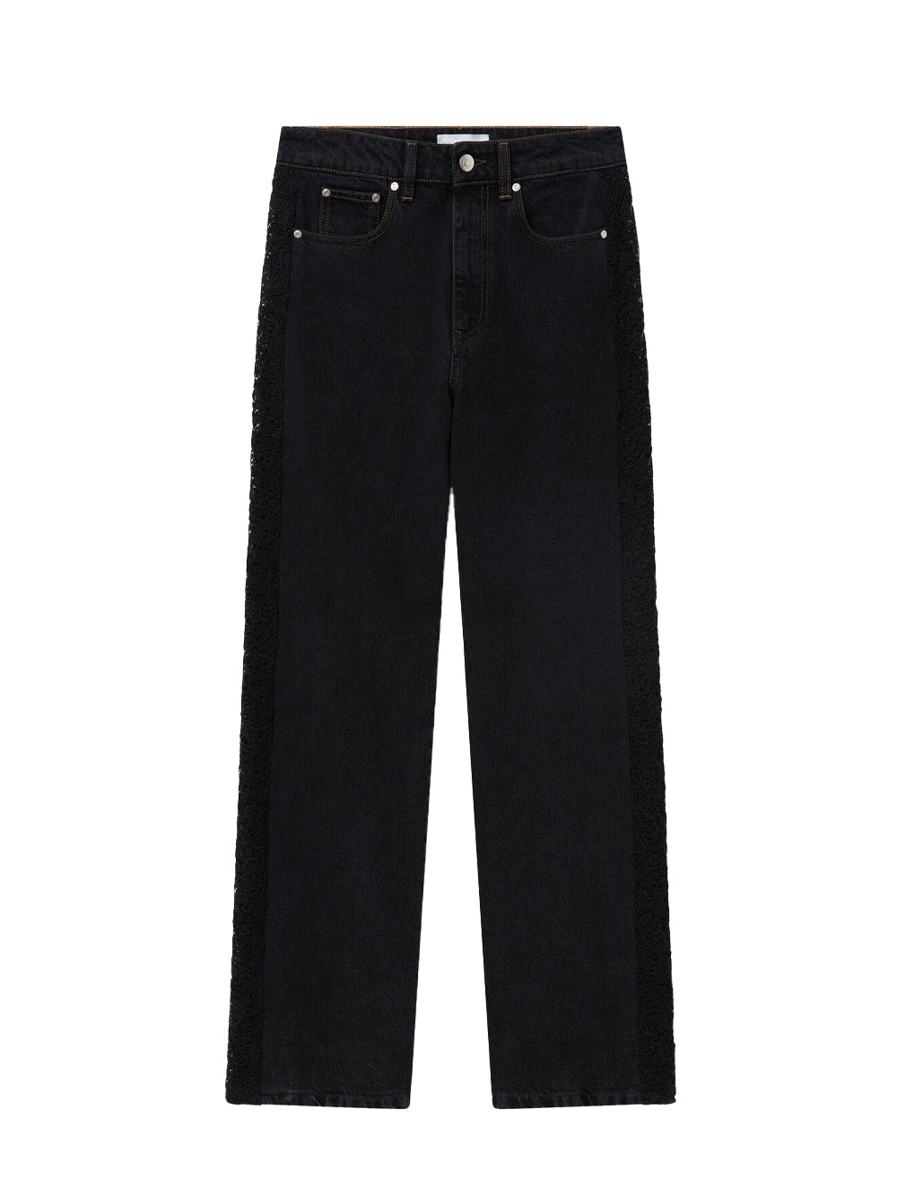 Lace High-Rise Straight Leg Jeans Black/Black