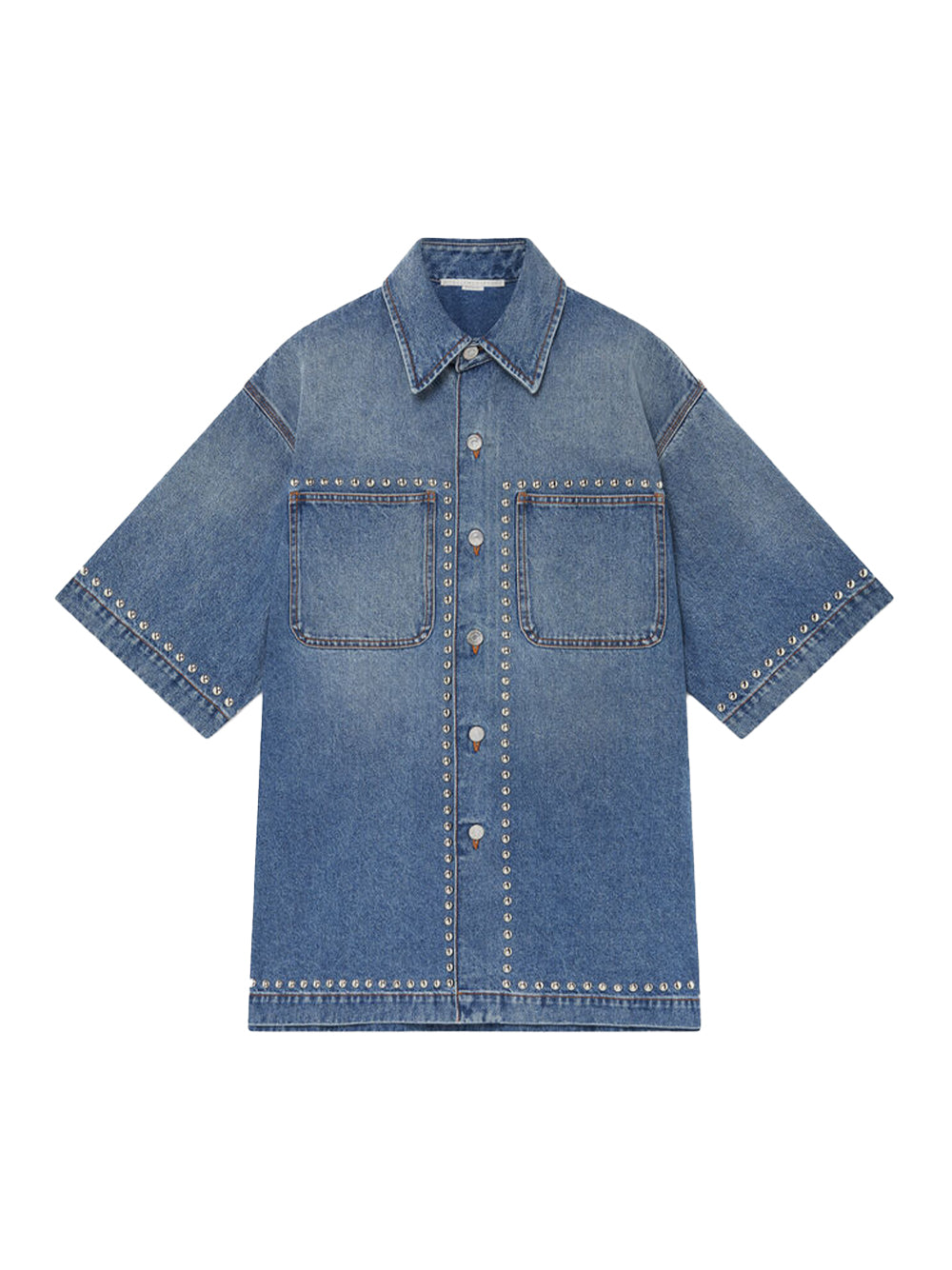 Studded Blue Denim Shirt Vintage Blue