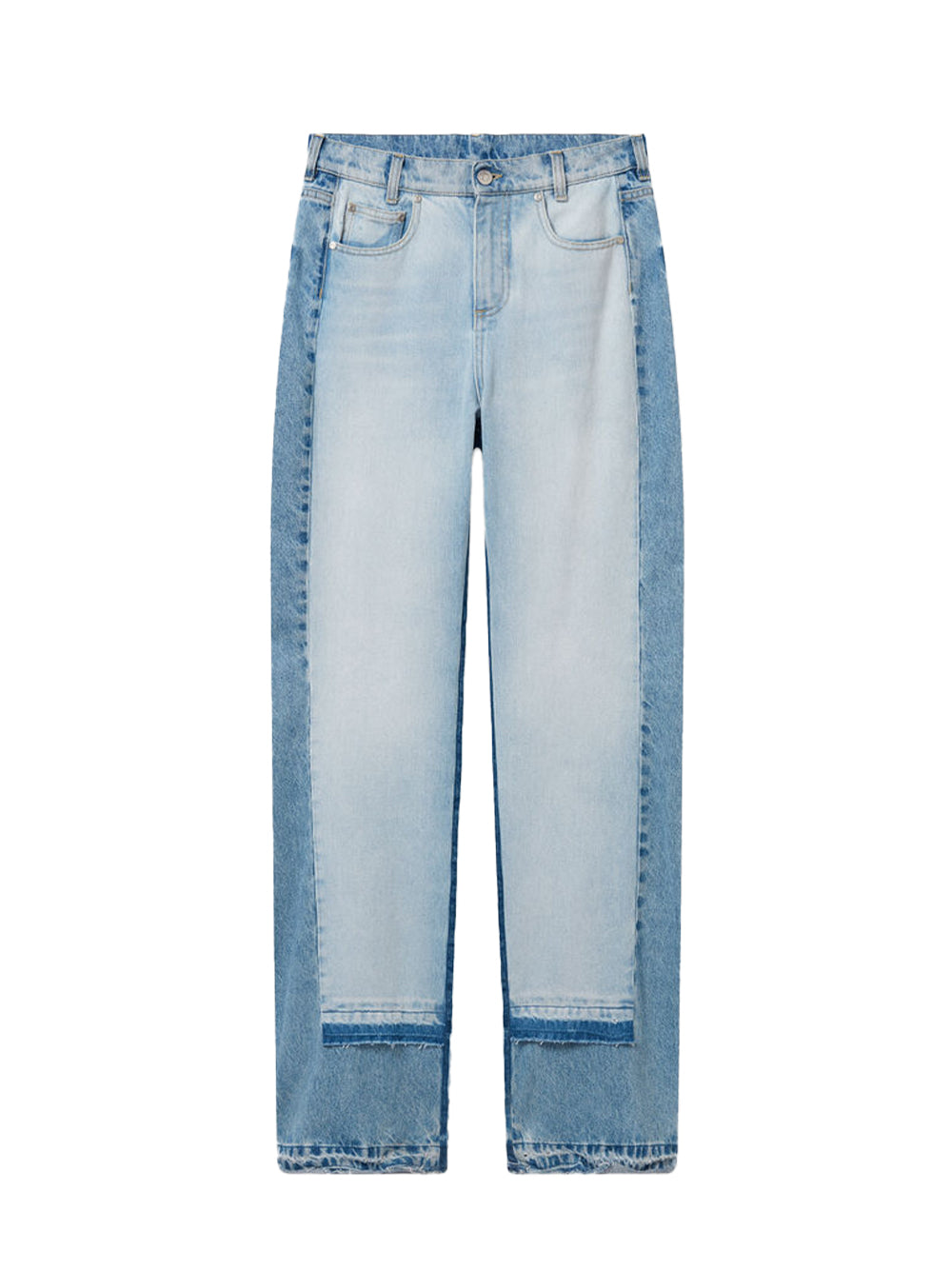 Contrast Panel Straight Leg Jeans Blue