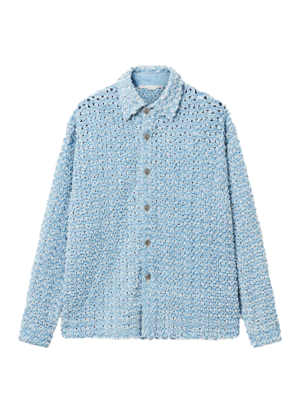 Oversized Denim Bouclé Shirt Light Blue