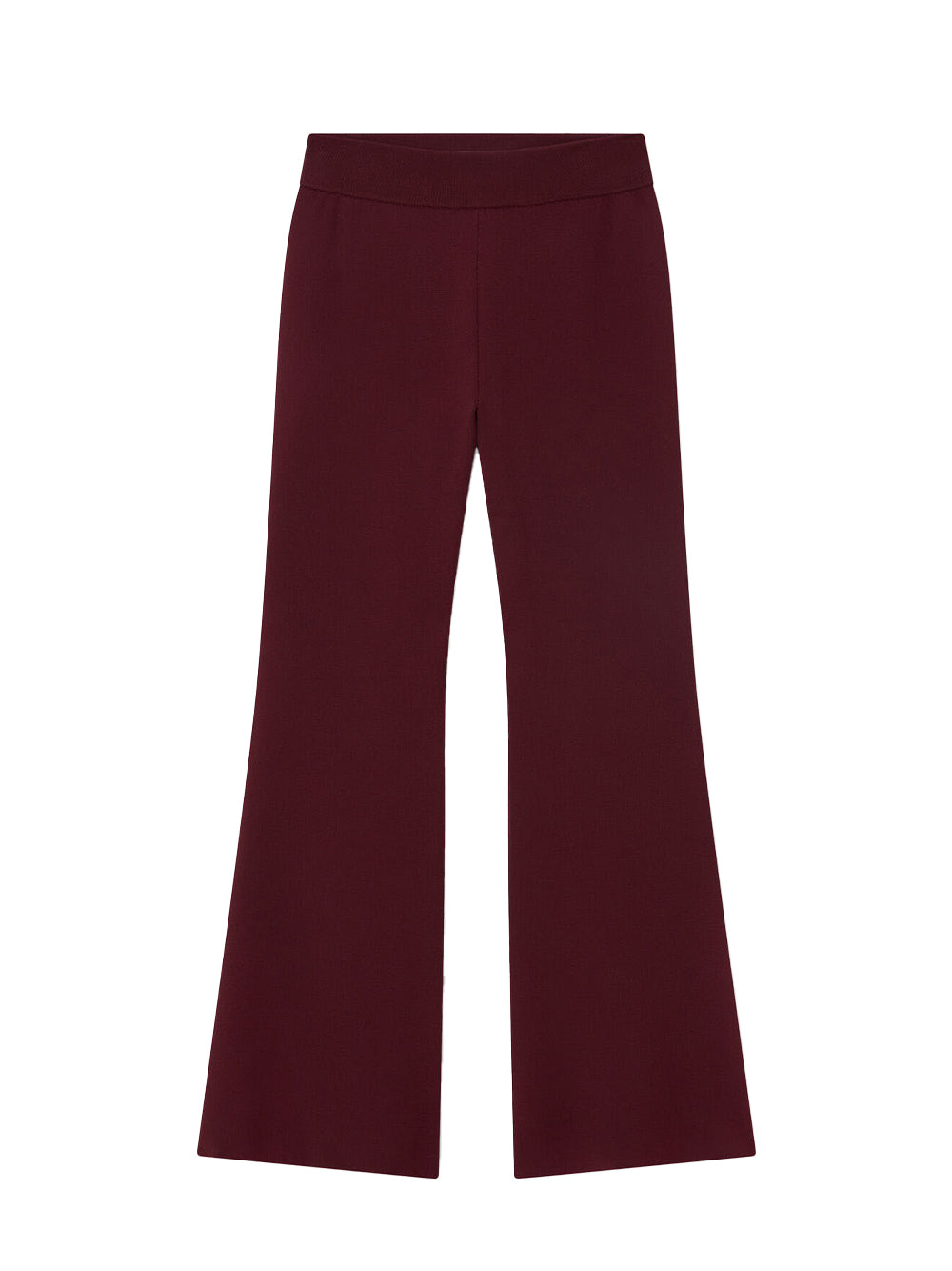 Compact Knit Flared Trousers Bordeaux