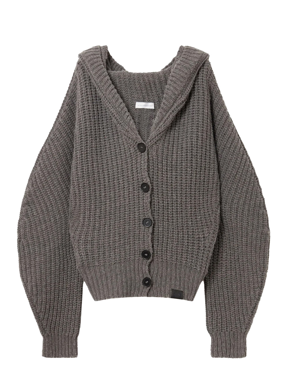 Chunky Ribbed Hooded Cardigan Dark Grey Melange