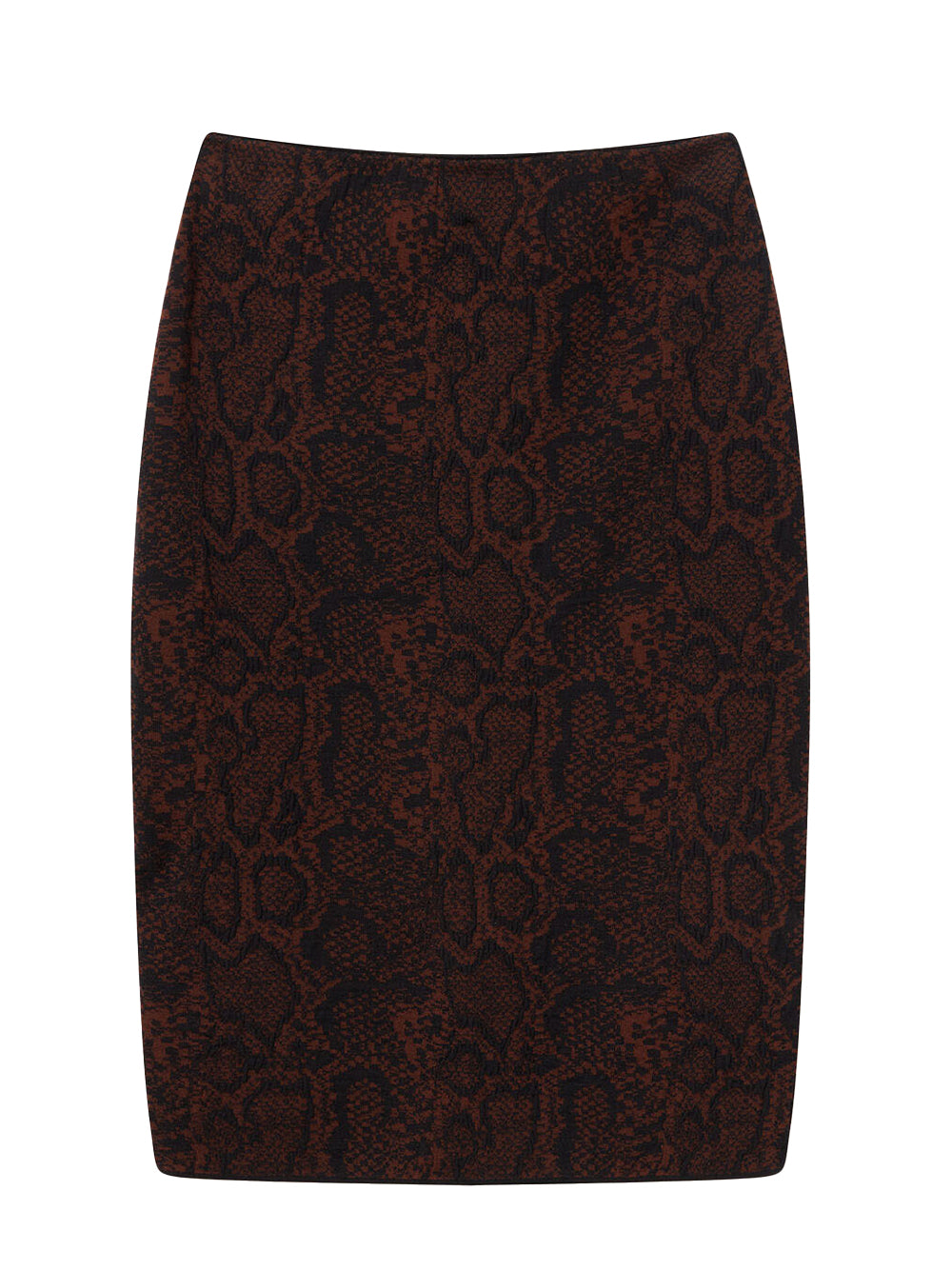 Snake Print Knit Midi Skirt Brown/Black