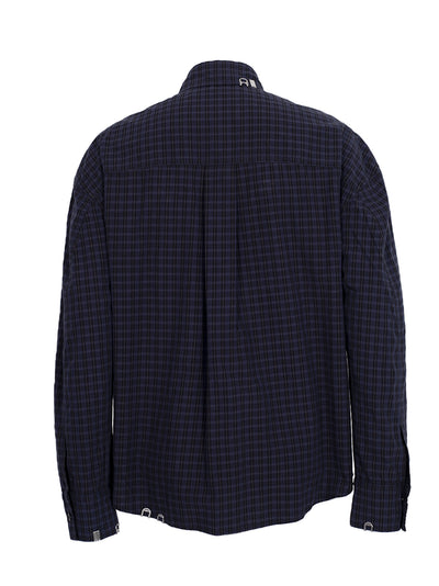 Boxy Shirt W/ Hardware Smog Navy Plaid