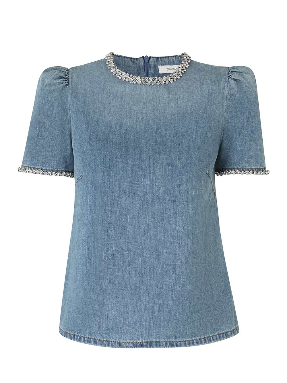 Crush Embellished Denim Top Blue Moon