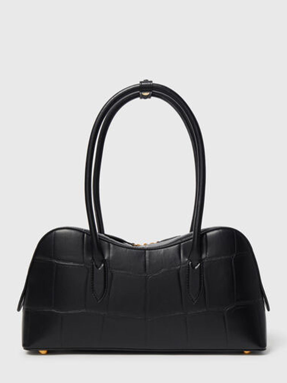 Ryder Crocodile-Embossed Shoulder Bag (Black)
