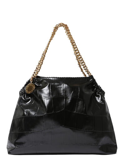 Falabella Crocodile-Embossed Drawstring Tote Bag Black