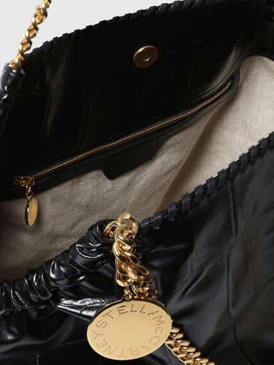 Falabella Crocodile-Embossed Drawstring Tote Bag Black