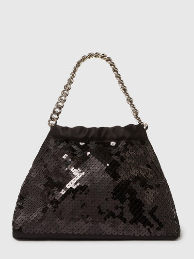 Falabella Sequin Drawstring Crossbody Bag Black