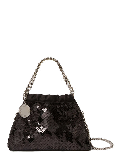 Falabella Sequin Drawstring Crossbody Bag Black