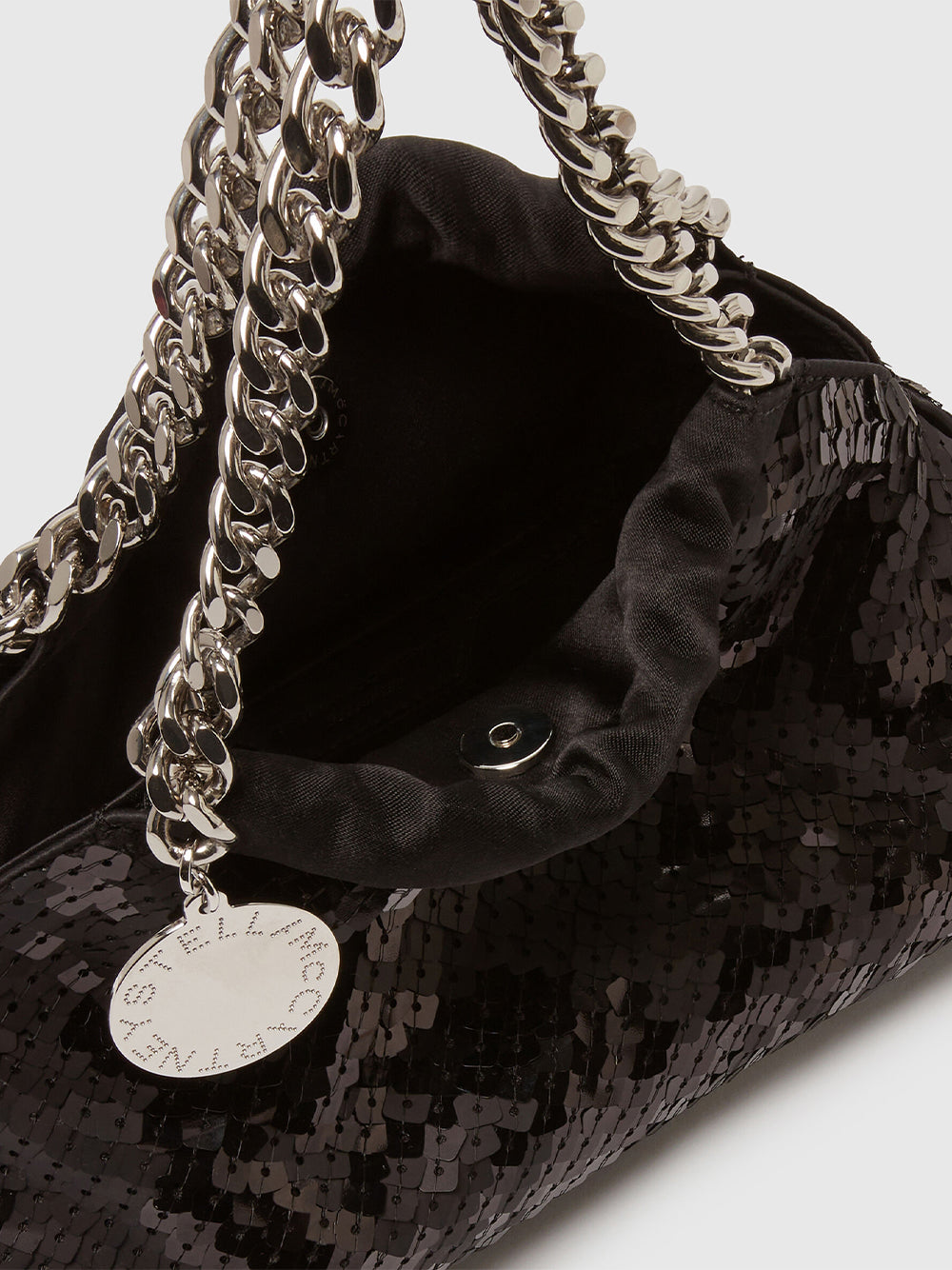 Falabella Sequin Drawstring Crossbody Bag Black
