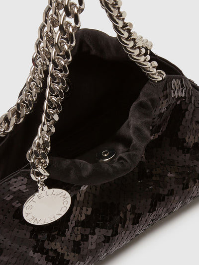 Falabella Sequin Drawstring Crossbody Bag Black
