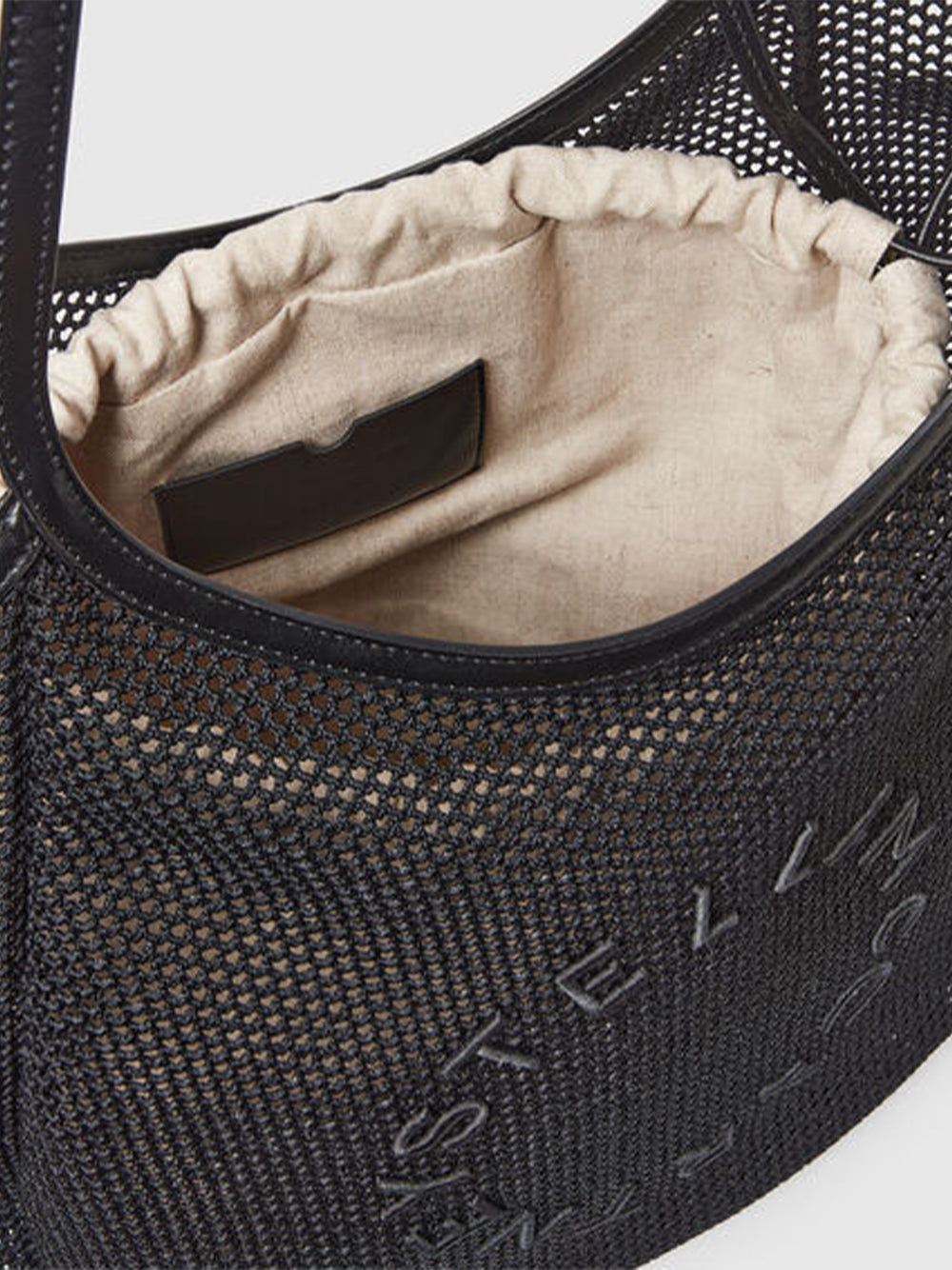 Logo Mesh Hobo Bag (Black)