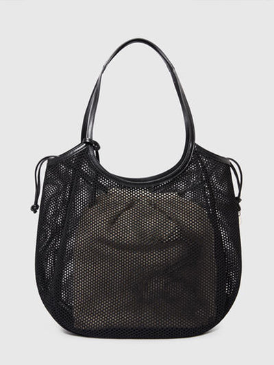 Logo Mesh Hobo Bag (Black)