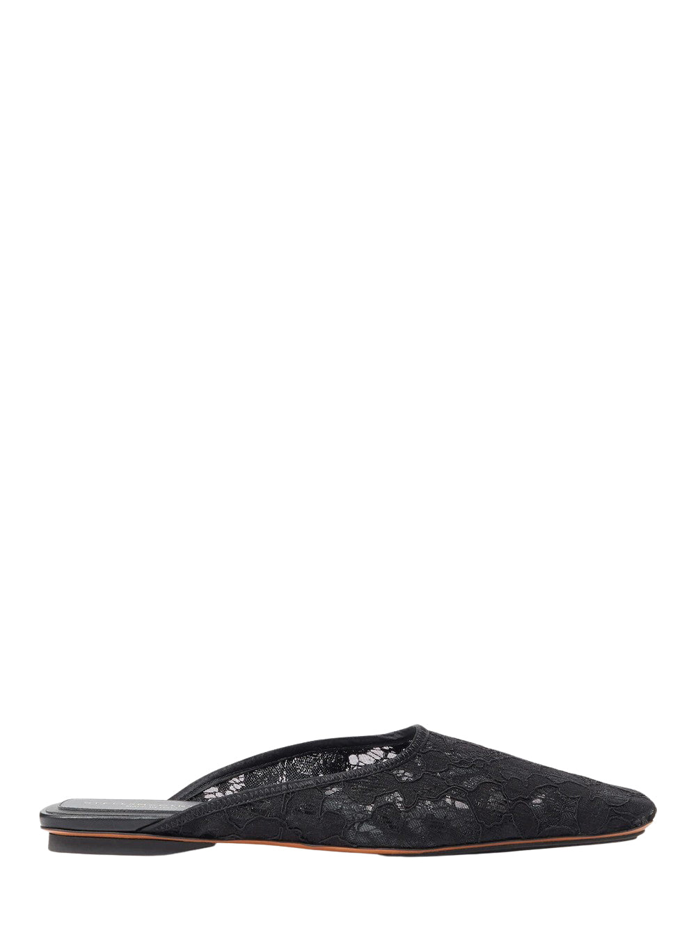 Square-Toe Lace Backless Mules Black