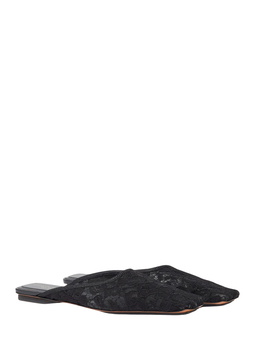 Square-Toe Lace Backless Mules Black