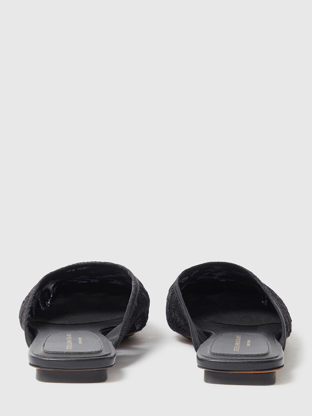 Square-Toe Lace Backless Mules Black